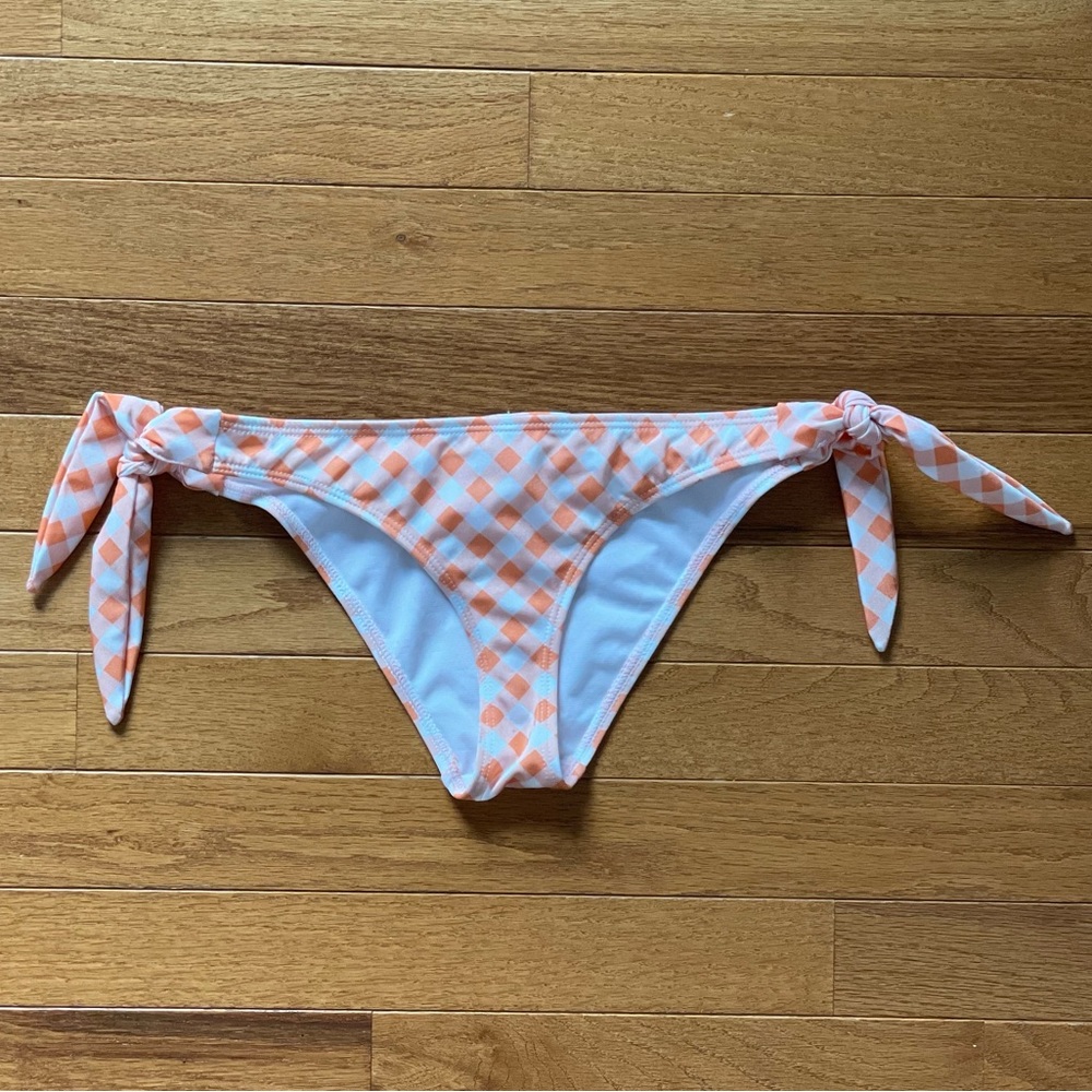 ASOS Swim Orange Gingham Bikini Bottom with Side Tie (US Size 2)